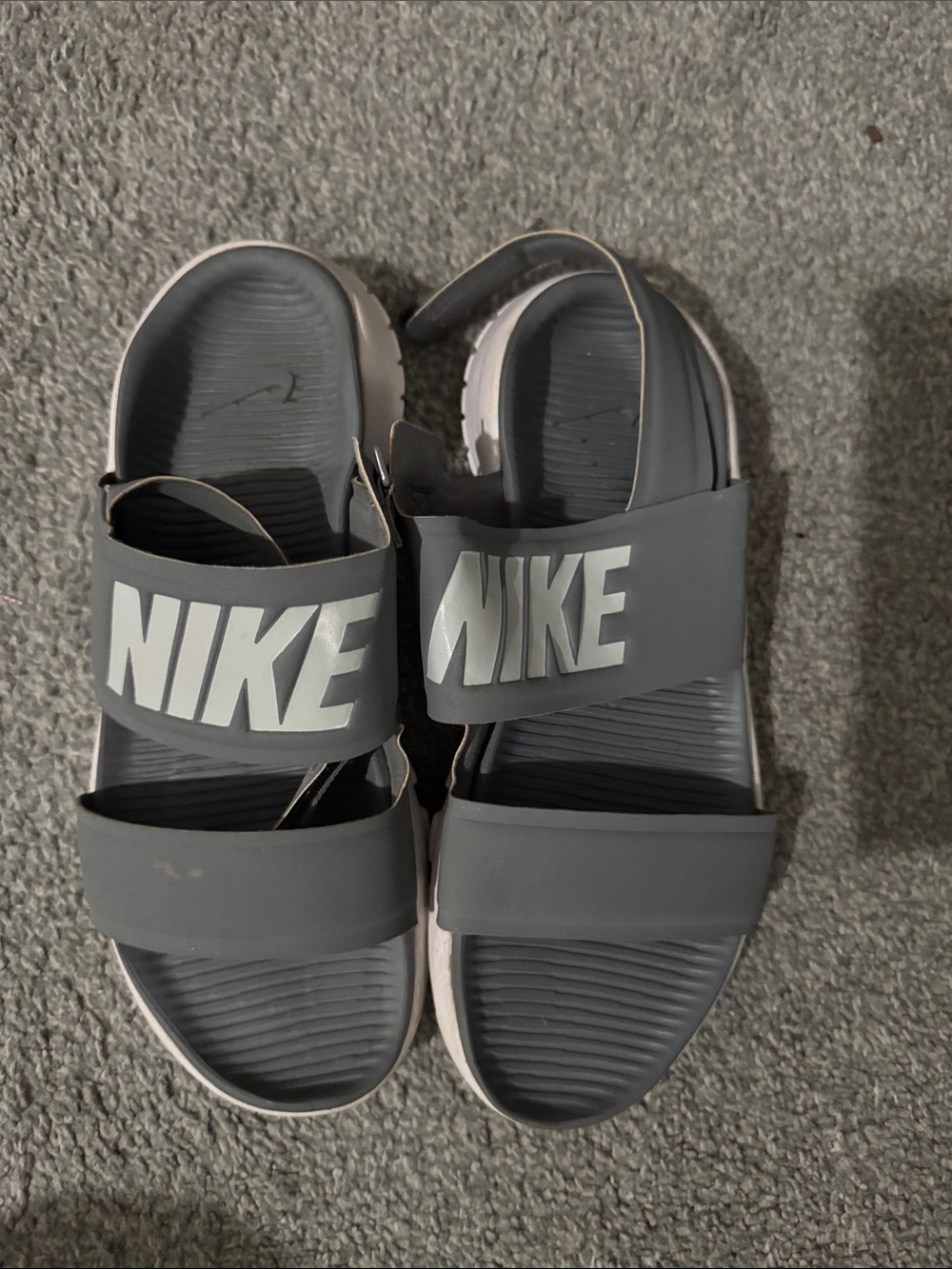 Nike Kids Gray Adjustable Strap Slide Sandals